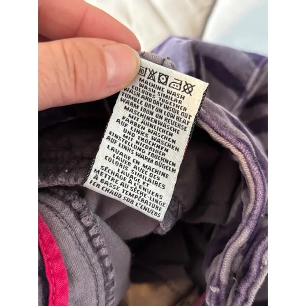 Mini Boden Girls size 8 Purple Black Velvet Zebra Print Pants Stretch
